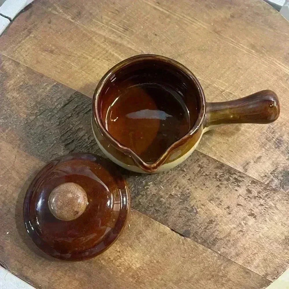 Vintage  Brown Glazed Lidded Soup Crock - Picture 5 of 5